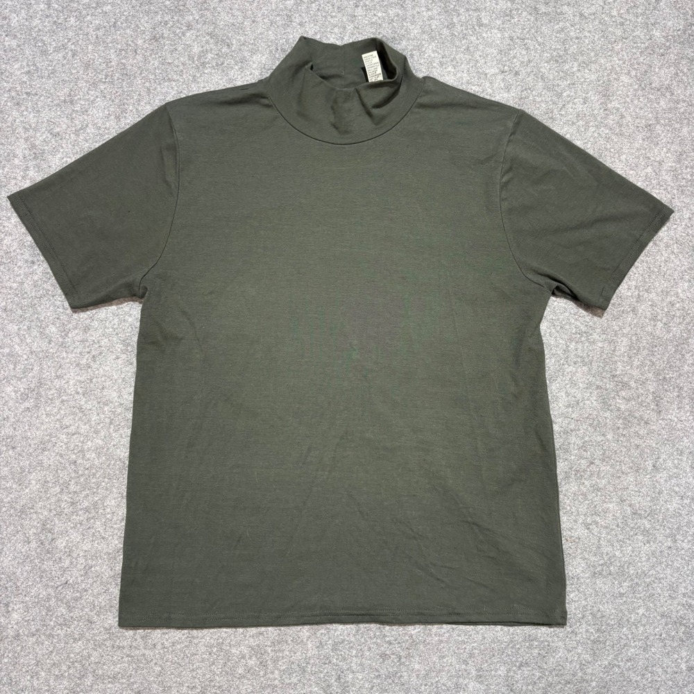 Gap Womens Mock Neck Short Sleeve Top Olive Green Jersey Knit Size Large